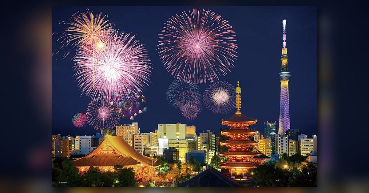 『浅草を彩る大輪の花火(東京)』の絵柄