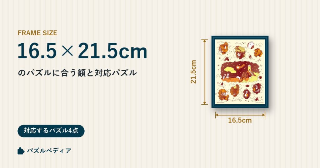 16.5×21.5cmのパズルに合う額と、対応するパズル一覧