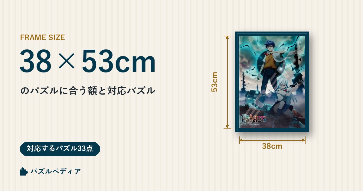 38×53cmのパズルに合う額と、対応するパズル一覧