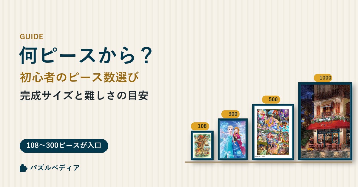 初心者は何ピースから?ジグソーパズルのピース数の選び方|完成サイズと難しさの目安
