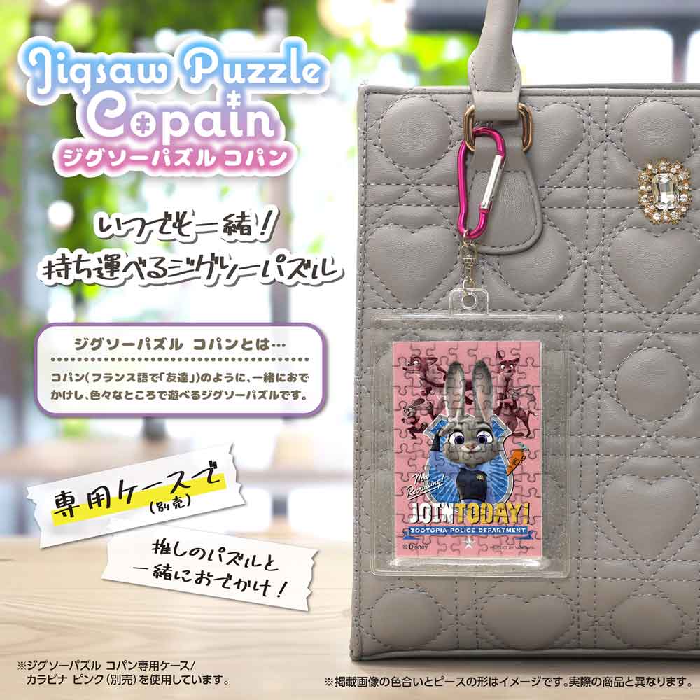 完成したコパンを専用ケース（別売）に入れ、カラビナでバッグに付けたイメージ